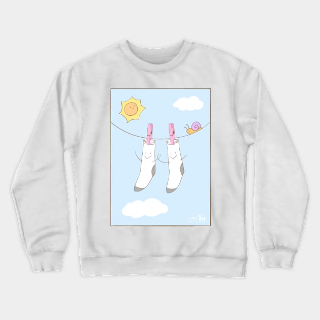 Happy Clean Socks on a Sunny Day Crewneck Sweatshirt by TheAlbinoSnowman